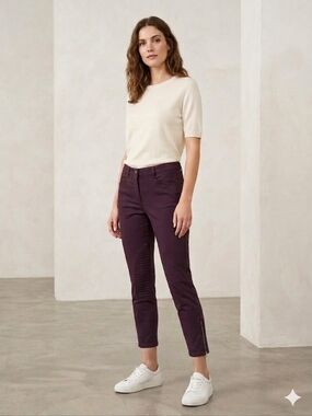 Cambio Raja Pants Casual Moto Style Dark Burgundy Colour